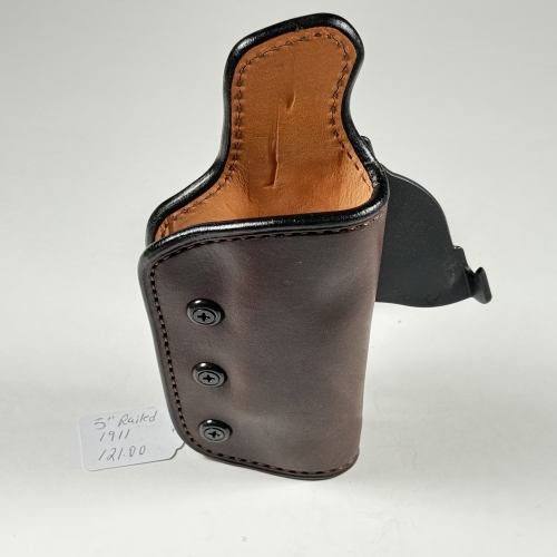 1911 5" Railed, Lined Leather Paddle Holster, R/H